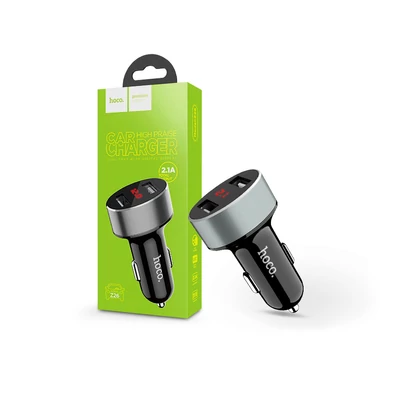 HOCO 2xUSB szivargyújtós töltő adapter - 5V/2,1A - HOCO Z26 - fekete