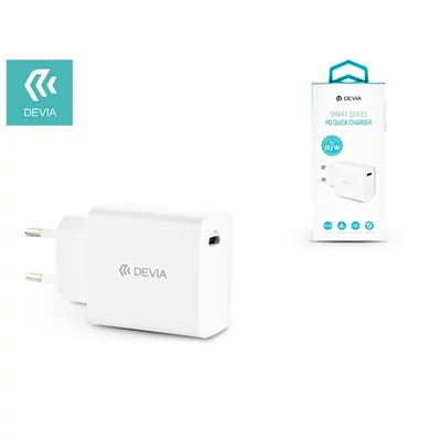 Devia hálózati töltő adapter Type-C bemenettel - 5V/3A - Devia Smart Series PD Quick Charger - white