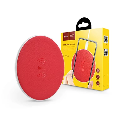 HOCO Qi univerzális vezeték nélküli töltő állomás - 5V/2A - HOCO CW14 Wireless Charger - piros - Qi szabványos