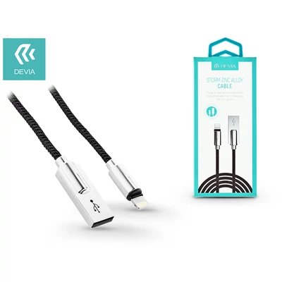 Apple iPhone 5/5S/5C/SE/iPad 4/iPad Mini USB töltő- és adatkábel - 1 m-es vezetékkel - Devia Storm Zinc Alloy Lightning USB 2.1A - black