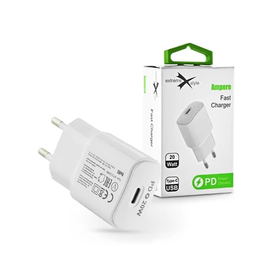 Extreme hálózati töltő adapter Type-C bemenettel - 20W - Extreme LAD0312 PD - fehér