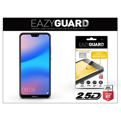 Huawei P20 Lite gyémántüveg képernyővédő fólia - Diamond Glass 2.5D Fullcover - fekete