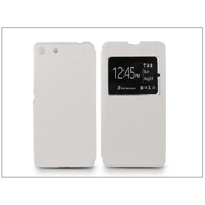 Sony Xperia M5 (E5603/E5606/E5653) S-View Flexi oldalra nyíló flipes tok - fehér