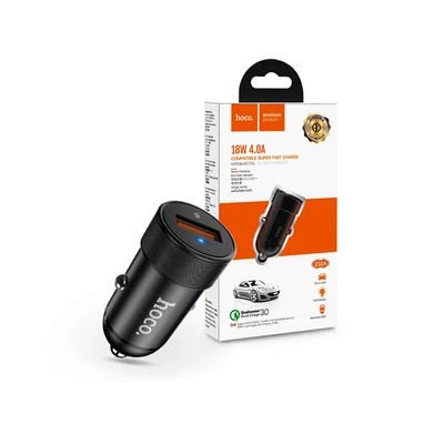 HOCO USB szivargyújtós töltő adapter - 5V/4.0A - HOCO Z32A Mini Metal Super Fast Charger QC3.0 - fekete