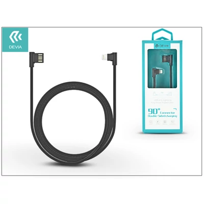 Apple iPhone 5/5S/5C/SE/iPad 4/iPad Mini USB töltő- és adatkábel 1 m-es vezetékkel - Devia King 90 Double Angled for Lightning USB 2.4 - black