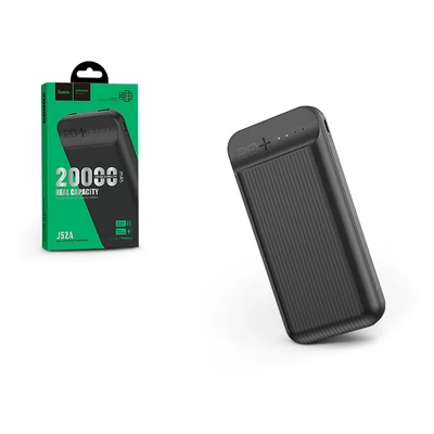 Univerzális hordozható, asztali akkumulátor töltő - HOCO J52A Power Bank - 2xUSB - 20.000 mAh - fekete