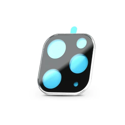 Hátsó kameravédő borító + lencsevédő edzett üveg - Apple iPhone 11 Pro - fekete/ezüst