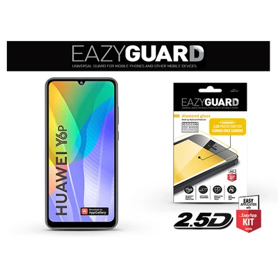 Huawei Y6p/Honor 9A gyémántüveg képernyővédő fólia - Diamond Glass 2.5D Fullcover - fekete