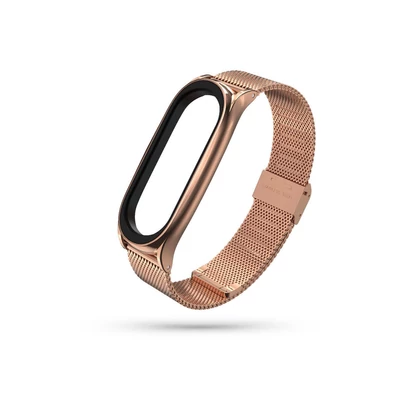Xiaomi Mi Smart Band 5/Mi Smart Band 6 aktivitásmérőhöz fém szíj rozsdamentes acélból - Milanese - rose gold