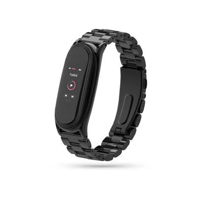 Xiaomi Mi Smart Band 5/Mi Smart Band 6 aktivitásmérőhöz fém szíj rozsdamentes acélból - fekete