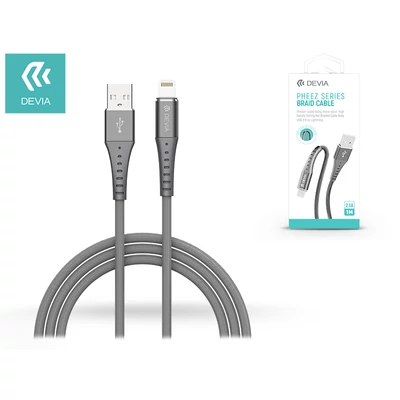 Apple iPhone Lightning USB töltő- és adatkábel 1 m-es vezetékkel - Devia Pheez Series Braid Cable Lightning USB 2.1 - silver