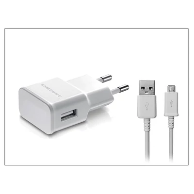 Samsung gyári USB hálózati töltő adapter + micro USB adatkábel - 5V/1A - ETA0U81EWE +ECB-DU4AWE/EWE  white (ECO csomagolás)