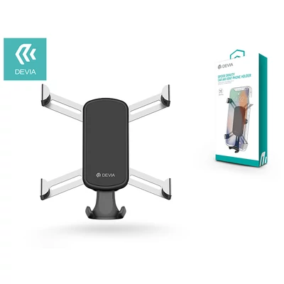 Univerzális szellőzőrácsba illeszthető autós tartó max. 3,5-6" méretű készülékekhez - Devia Spider Gravity Car Air Vent Holder - black/silver