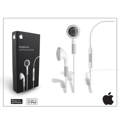 Apple iPhone 3G/3GS/4/4S eredeti távirányítós, sztereó headset mikrofonnal - fehér - MB770G/A