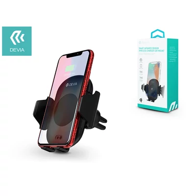 Devia szellőzőrácsba illeszthető vezeték nélküli autós töltő/tartó - 5V/1A - Devia Smart Infrared Sensor Wireless Fast Car Mount - Qi szabványos