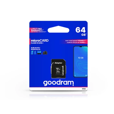 64 GB microSDXC™ UHS-1 Class 10 memóriakártya 100/10 + SD adapter