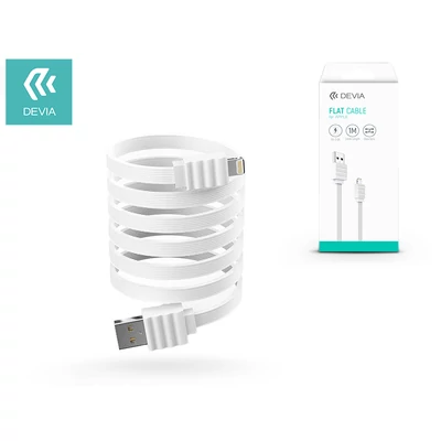 Apple iPhone Lightning USB töltő- és adatkábel 1 m-es lapos vezetékkel - Devia Flat Cable Lightning USB 2.0 - white