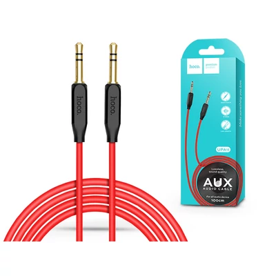 3,5 - 3,5 mm jack audio kábel 1 m-es vezetékkel - HOCO UPA11 Aux Audio Cable - fekete/piros