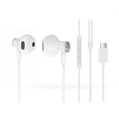 Xiaomi Mi Dual Driver gyári univerzális sztereó felvevős fülhallgató - Type-C csatlakozós - BRE02JY - white