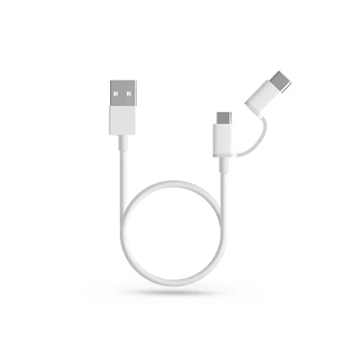 USB - micro USB + USB Type-C gyári adat- és töltőkábel 100 cm-es vezetékkel - Xiaomi SJX02ZM 2in1 USB 2.0 - white
