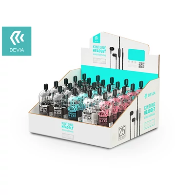 Devia univerzális sztereó felvevős fülhallgató - 3,5 mm jack - Devia Kintone V2 In-Ear Wired Earphones Multicolor Set - 25 db/csomag