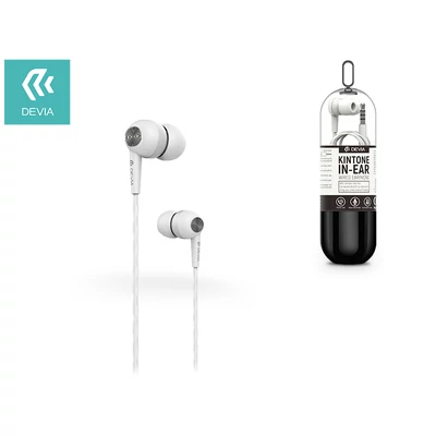 Devia univerzális sztereó felvevős fülhallgató - 3,5 mm jack - Devia Kintone V2 In-Ear Wired Earphones - white