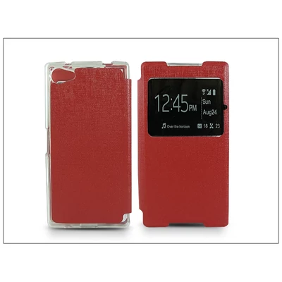 Sony Xperia Z5 Compact (E5803) S-View Flexi oldalra nyíló flipes tok - piros