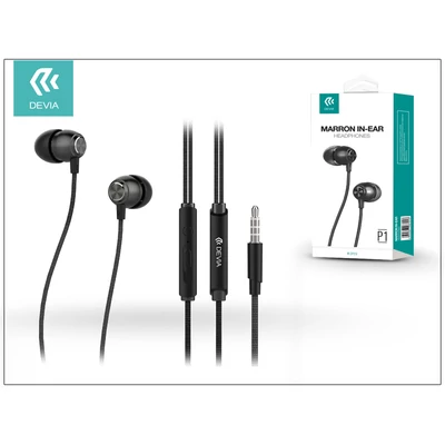 Devia univerzális sztereó felvevős fülhallgató - 3,5 mm jack - Devia Marron P1 In-Ear Headphones - black