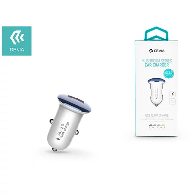 Devia USB szivargyújtós töltő adapter - 5V/3A/9V/2A/12V/1,5A - Devia Mushroom Series Car Charger - Qualcomm Quick Charge 3.0 - white/blue