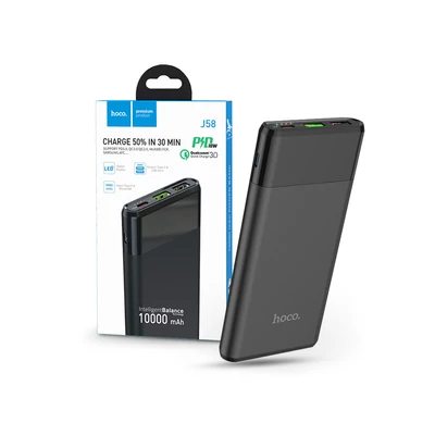 Univerzális hordozható, asztali akkumulátor töltő - HOCO J58 Power Bank - 2xUSB + Type-C + micro USB + PD3.0 + QC3.0 - 10.000 mAh - fekete