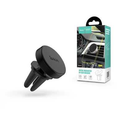 Univerzális szellőzőrácsba illeszthető mágneses PDA/GSM autós tartó - HOCO CA47 Metal Magnetic Holder - fekete