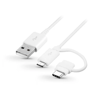Samsung gyári micro USB adat- és töltőkábel Type-C adapterrel - EP-DG930DWE white (ECO csomagolás)
