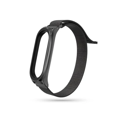 Xiaomi Mi Smart Band 5/Mi Smart Band 6 aktivitásmérőhöz nylon textil szíj - fekete