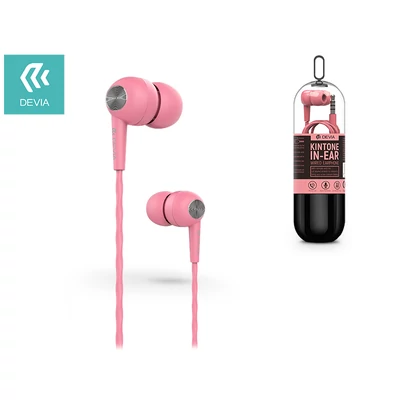 Devia univerzális sztereó felvevős fülhallgató - 3,5 mm jack - Devia Kintone V2 In-Ear Wired Earphones - pink