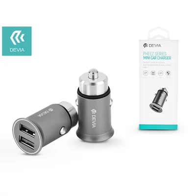 Devia Dual USB szivargyújtós töltő adapter - 5V/3,4A - Devia Pheez Series Mini Car Charger - grey