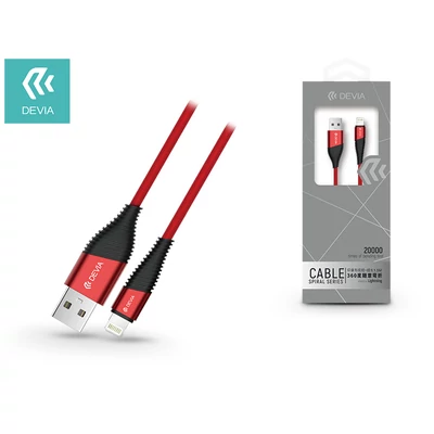 Apple iPhone 5/5S/5C/SE/iPad 4/iPad Mini USB töltő- és adatkábel - 1,5 m-es vezetékkel - Devia Tornado Lightning - red