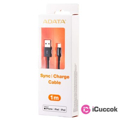 ADATA 1m Lightning > USB-A fekete adatkábel