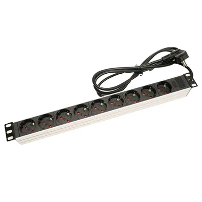 APower 1U 19" fekete/alu 9-es elektromos elosztó