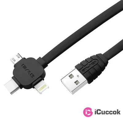 AWEI CL-83 2m/3 az 1-ben USB - MicroUSB/Lightning/Type-C/fekete USB kábel