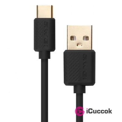 AWEI CL-89 1m/műanyag fejrésszel/Type-C/fekete USB kábel