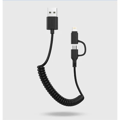 AWEI CL-53 1m/2 az 1-ben USB - micro USB/fekete Lightning kábel