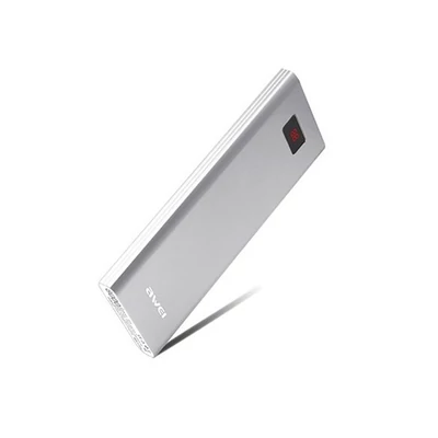 AWEI P91K 8000mAh/LCD kijelzővel/elegáns/fémházas/ezüst powerbank
