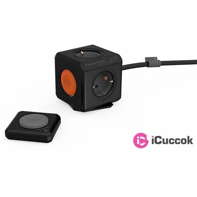Allocacoc PowerCube Extended Remote SET 1,5m 4-es fekete távirányítós elosztó