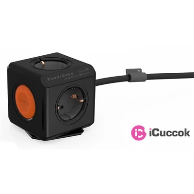 Allocacoc PowerCube Extended Remote Single 1,5m 4-es fekete kapcsolós hálózati elosztó