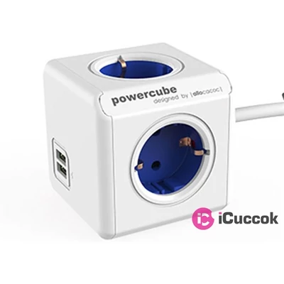 Allocacoc PowerCube Extended USB 1,5m 4-es kék/fehér USB-s elosztó