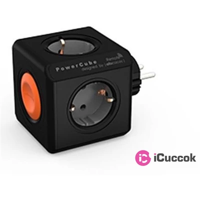 Allocacoc PowerCube Original Remote Single 4-es fekete kapcsolós hálózati elosztó