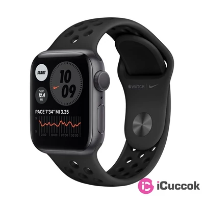 Apple Watch Nike Series 6 GPS-es 40mm asztroszürke alumíniumtok antracit/fekete Nike sportszíjas okosóra