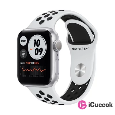 Apple Watch Nike Series 6 GPS-es 40mm ezüst alumíniumtok platina/fekete Nike sportszíjas okosóra