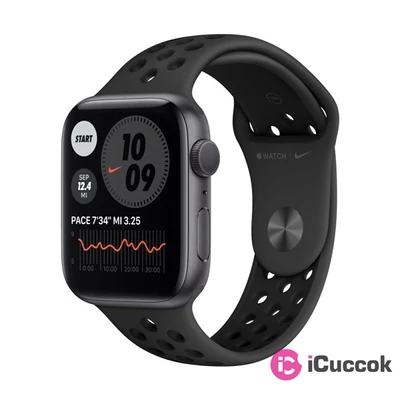 Apple Watch Nike Series 6 GPS-es 44mm asztroszürke alumíniumtok antracit/fekete Nike sportszíjas okosóra