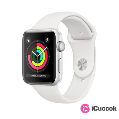 Apple Watch S3 38mm ezüst alumíniumtok, fehér sportszíjas okosóra